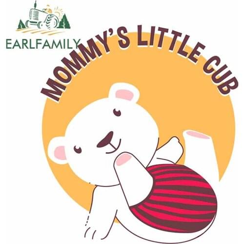 EARLFAMILY 13cm x 11.5cm for Mommys Little Cub Cute Baby Polar Bear Car Stickers Windows Trunk Decal Cartoon Anime Decoration
