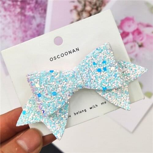 1PCS Lovely Branch Leather Glitter 3.8 Inch Bow Elastic Hair Bands Hairpins Party Clip Barrettes Hair Accessories For Baby Girls