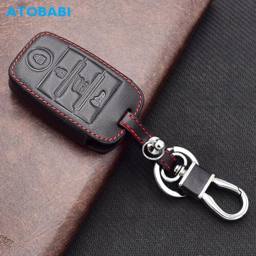 ATOBABI Leather Car Key Case For Kia Rio Optima Sorento Sedona Sportage Forte Niro Stonic Cerato K3 4 Buttons Smart Remote Cover
