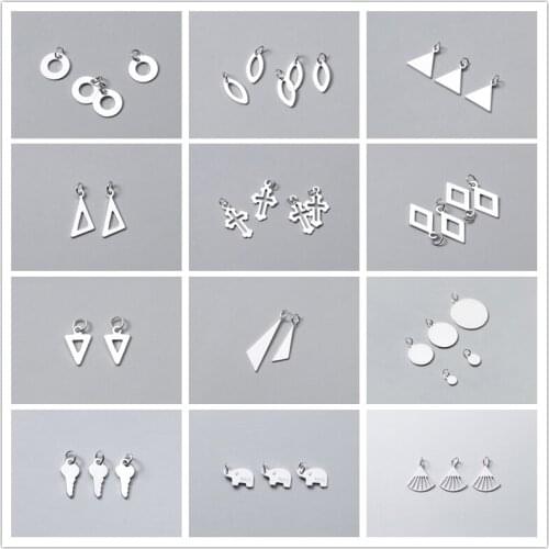 MEETSOFT Trendy 2pcs/lot 925 Sterling Silver Minimlist Charms Special of DIY Handmade Necklace Decoration jewelry Accessories