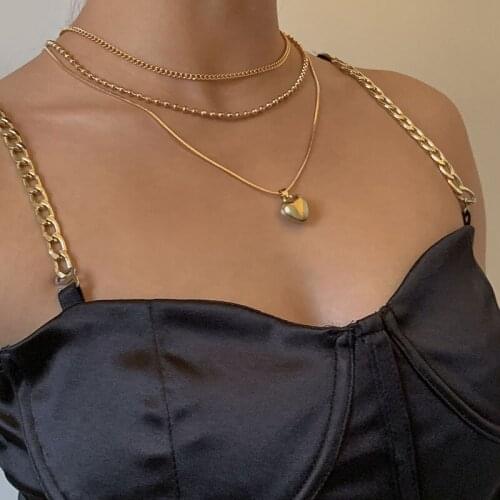 Fashion Metal Clavicle Chain Necklace Women Romantic Heart Pendant Necklace For Women Jewelry Wholesale Valentines Gift