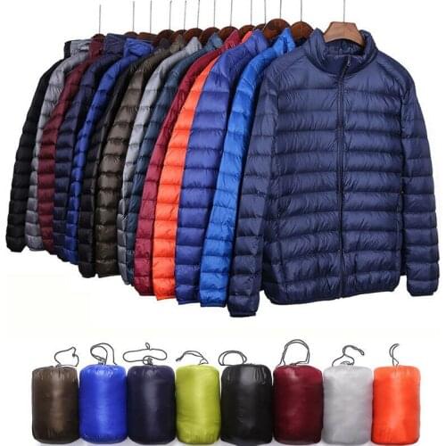 Mens Packable Duck Down Jacket Stand Collar Ultralight Outerwear Coat Top