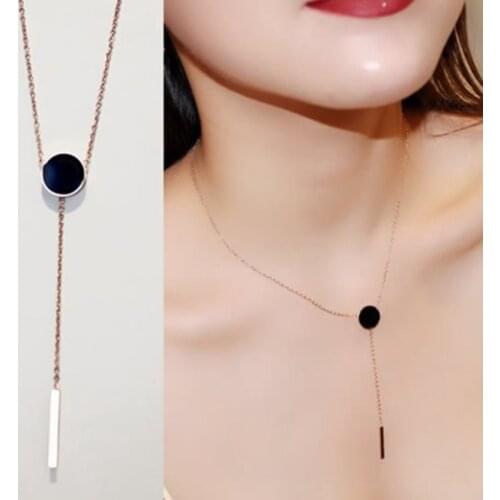 2020 New Fashion Jewelry Simple and stylish Titanium steel necklace female Crystal from Swarovskis For Women Fit Party