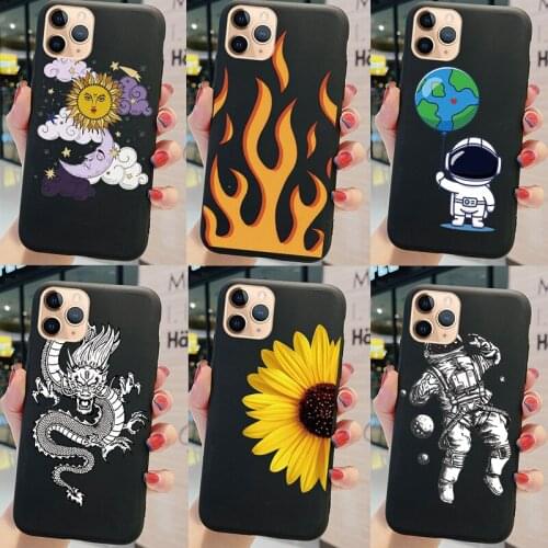 New Fashion Case For Vivo Y20 Y20i Y30 Y20S Y52S Y31S Black Phone Cover Moon Flame Space Dragon Sunflower Soft Silicone Bags