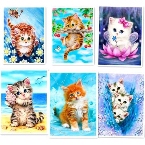 New 5D Diy Diamond Painting Full Square Cat Rhinestone Pictures Diamond Embroidery Animals Mosaic Sale Home Decoration