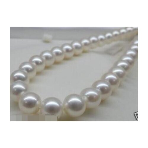 HUGE AAA 11-12MM ROUND SOUTH SEA GENUINE WHITE PEARL NECKLACE 18"14K