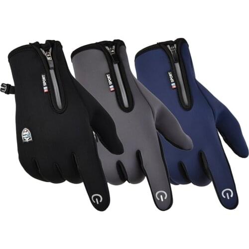 Autumn Winter Sports Riding Gloves Windproof Waterproof Touch Screen Zipper Gloves Fleece Warm Outdoor Mountaineering Ski Gloves