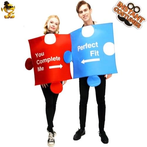 Puzzle Pieces Adult Couples Costume Carnival Role Play Fancy Dress Up Puzzle Pieces for Halloween Costumes