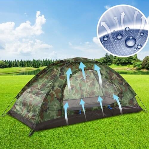 TOMSHOO Camping Tents Hiking Tent for 1-2 Person Single Layer Outdoor Portable Camouflage Water Resistance Tent with Carry Bag