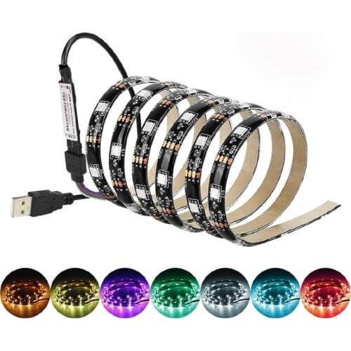 USB LED Strip DC 5V 5050 60SMD/M RGB Color 1M 2M 3M 5M Mini 3Key 17Key Flexible Light Lamp Desk Screen TV Background Lighting