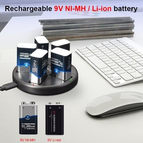 9V 6F22 Smart Usb 9 Volt Rechargeable Battery Charger for 9V Nimh Nicd Ni-Mh Ni-Cd Lithium Li-ion Li ion Rechargeable Batteries
