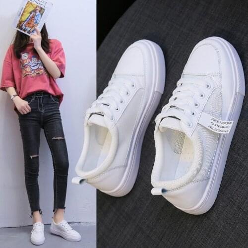 2021 Running Summer Platform Flats Shoes Genuine Leather Womens White Casual Woman Vulcanize Sneakers Breathable Sport Walking