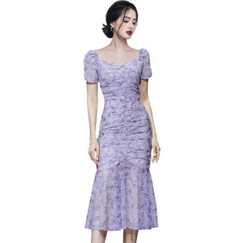 Purple Maxi chiffon Dress one piece korean laddies Sexy summer Sexy cabaret party Dresses for women