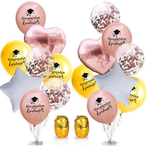 1set Congratulate Graduate Round Latex Confetti Foil Balloon Set Graduate Student Graduation Party Ceremony School Decor