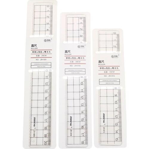 1pcs 15cm 18cm 20cm Transparent Simple Ruler Plastic Square Ruler Cute Learning Stationery Drawing School Supplies