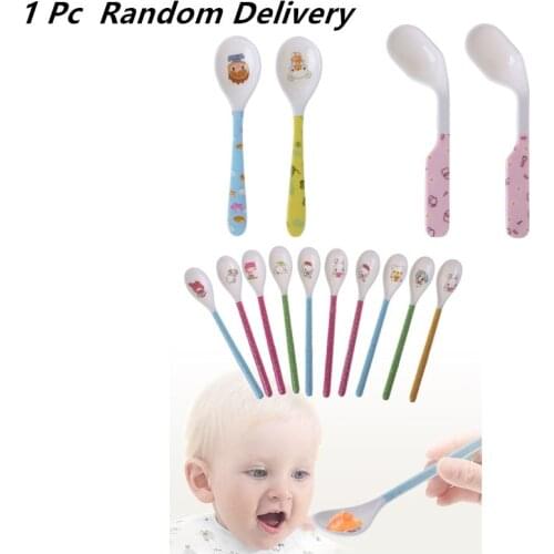 1Pc Baby Spoon Straight Head Feeding Training Cutlery Dishes Tableware Infant Children Kids Safe Feeder Learning Supplies