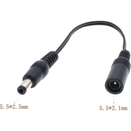1Pcs/lot 5.5*2.5mm Male plug to 5.5*2.1mm Female Jack socket with about 15cm wire cable DC Power Splitter Adapter