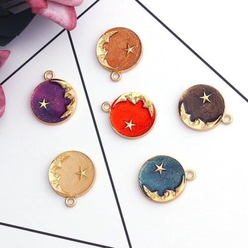 10pcs Cute Moon Star Planet Enamel Charms Exquisite Blue Pendant For Jewelry Making DIY Bracelet Earrings Necklace Girls XL632
