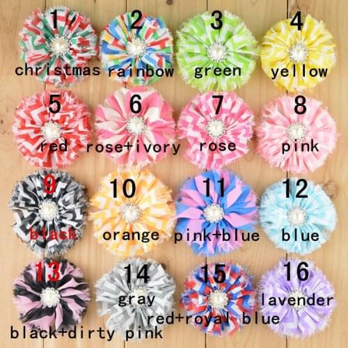 120 pcs/ lot ,8cm print shabby chiffon flower , rhinestone chiffon flower for hair accessories headband DIY