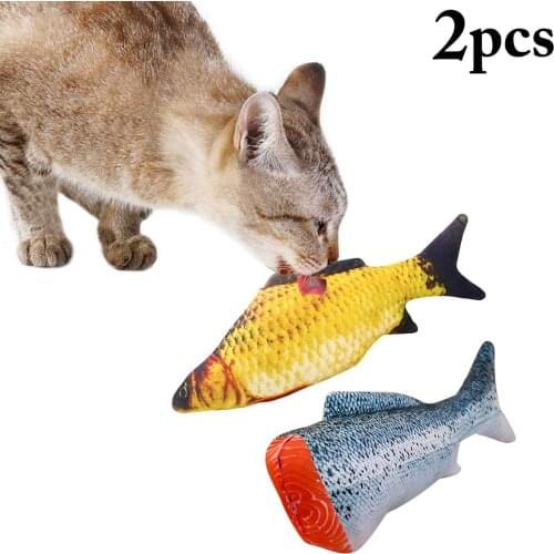 2pcs 20cm Cat Toy Pet Plush 3D Funny Fish Cat Toy Interactive Simulated Realistic Plush Catnip Toy Cat Chew Toy for Cats