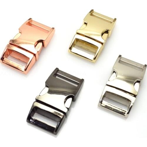 4pcs 3/8" Matel Contoured Side Release Buckle For Paracord Bracelet / Dog Collar Straps Webbing 10mm