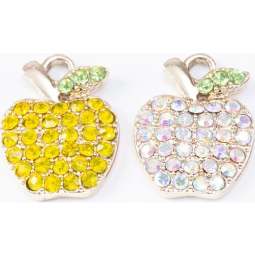 4pcs/Lot Gold Color Enamel Plated Yellow Zircon Zinc Alloy Apple Charms Pendants Handmade Crafts for DIY Jewelry Making Charm