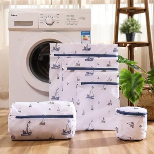 5PCS Thickened Laundry Bag Washing Machine Printing Underwear Washing Bag Bathroom Storage Bags Travel Clothes Organizer