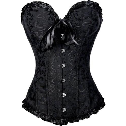 Adogirl Sexy Lace Bustiers Corsets Plus Size XS-6XL Gothic Satin Lingerie Corselet Overbust Wear Slimming Waist Trainer