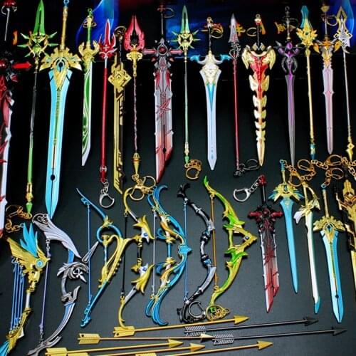 Genshin Impact Sword Keychains Genshin Cosplay Weapons Skyward Blade Key Rings Gifts Collections