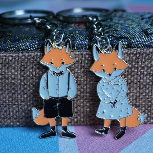 Mr Mrs fox couple keychains woman man Cute Key Chain Key Rings Alloy Keyring Gifts for Lovers
