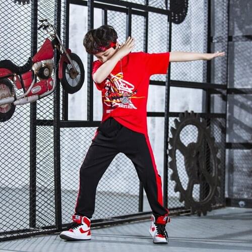 Kids Boy Hip Hop Dance Costume for Performance Child Street Dance Clothing Stage Jazz Dance Dress DJ Dance Outfit Wear 90