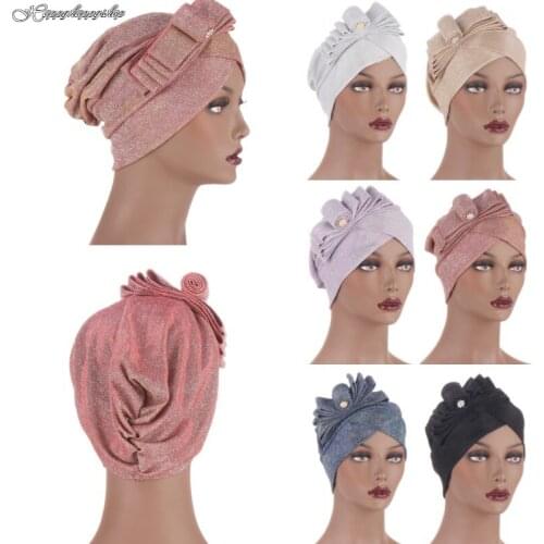 Elegant Blings Knoted Twist Turban Cap Women Muslim Islamic Beanies Headwrap Scarves Bandanas Hair Loss Chemo Hat Spring New