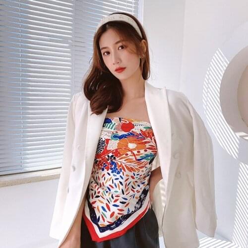 Femelle 90x90cm Silk Scarf Scarves Luxury Brand Square Scarf Female Printed Head Hijab Women Satin Scarf Foulard Bandana women