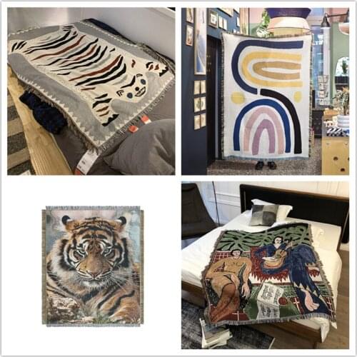 GY4060-2 Gyrohome Blanket Sofa Decorative Slipcover Stitching Rug Tapestry Carpet Home&Living