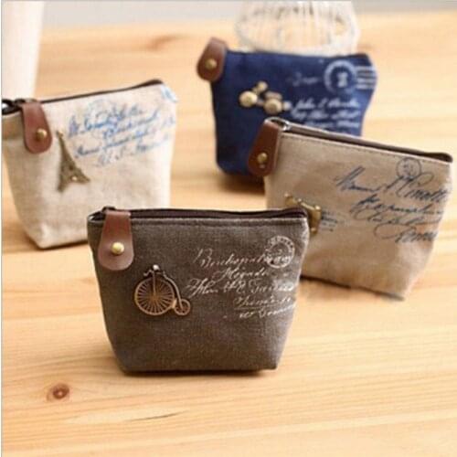 Canvas Classic Retro Small Change Coin Purse Little Key Car Pouch Money Bag Cheapest Girls Mini Short Coin Holder Wallet