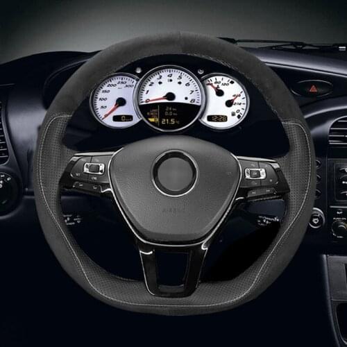 Black Artificial Leather Car Steering Wheel Cover for Volkswagen VW Golf 7 Mk7 New Polo Passat B8 Tiguan Sharan Jetta