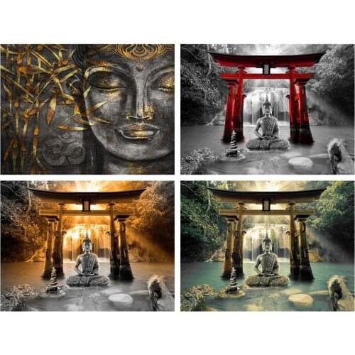 FIYO Diamond Embroidery Complete Kit Buddha 5D Diamond Art Painting Mosaic Religion Beaded Pictures Decoration For Home