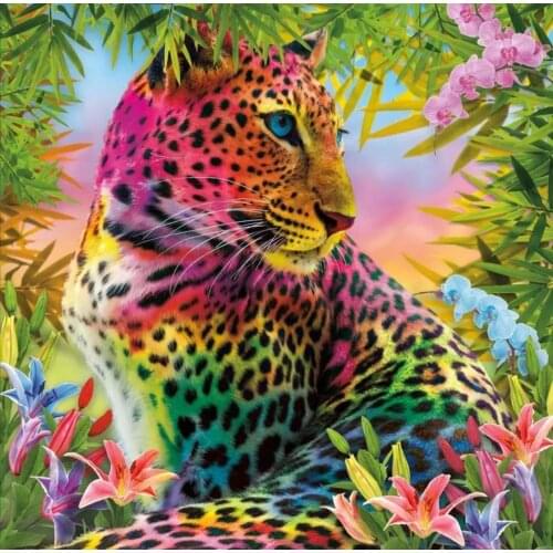Kexinzu latest diamond painting home decoration full diamond picture Colorful Leopard palace embroidery handmade 5D DIY-548