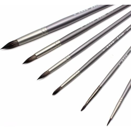 6 Pcs Artists Paint Brush Gouache Brushes Hair Squirrel Round Brush for Watercolor Oil Acrylic Art School Supplies material6 Pc
