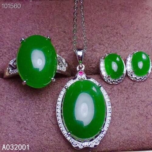 KJJEAXCMY fine jewelry natural Jasper 925 sterling silver women pendant necklace chain earrings ring set support test fashion