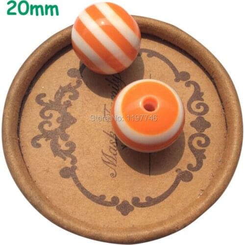Beautiful Orange Chunky Stripe Resin Beads Round Acrylic Gumball Beads For DIY Bracelet Necklace Jewelry Making 20mm 200pcs