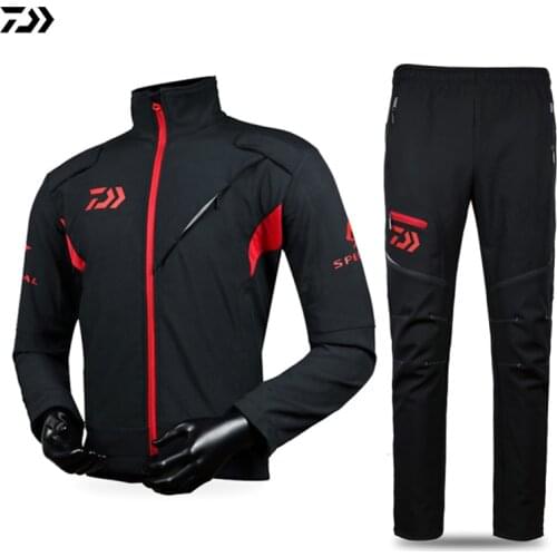 Cycling Jacket Fishing Pants DAWA Outdoor Sports Winter Windproof Waterproof Keep Warm Jackets Riding Cycling Pants Fishing Suit