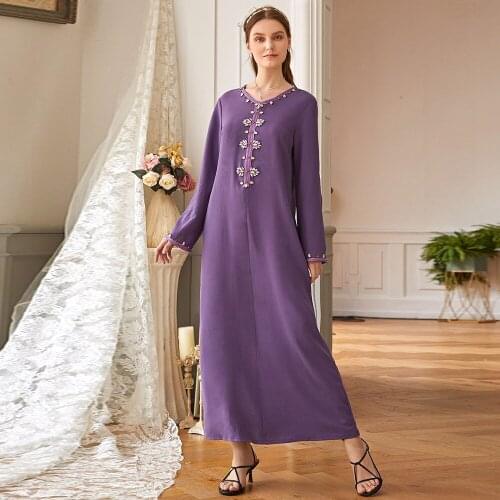 Eid Diamond Abaya Dubai Turkey Muslim Hijab Dress Arab Islamic Clothing Maxi Dresses for Women Vestidos De Moda Musulman Autumn