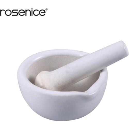 ROSENICE Porcelain Pepper Mill Mortar Pestle Pugging Pot Garlic Spice Grinder Pharmacy Herbs Bowl Mill Crusher Kitchen Gadget