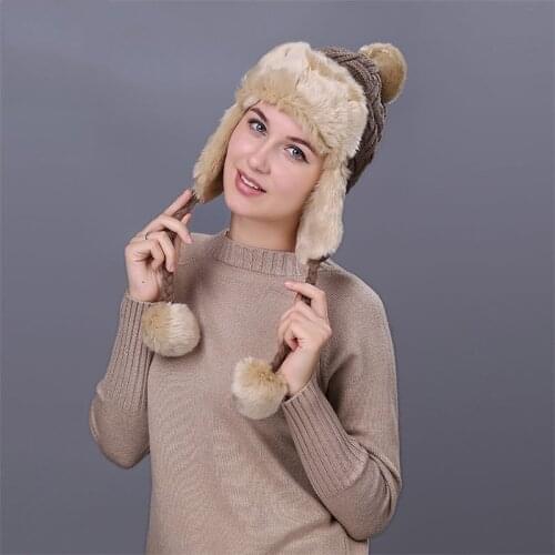MingJieBiHuo Outdoor autumn and winter new fashion warm thick Simple wild solid knit hat women girls Bomber Hats