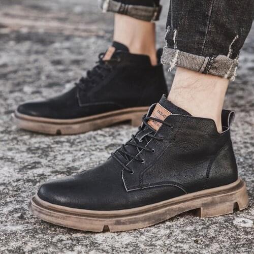 Men Boots lace up Ankle Boots Fashion Mens Male Brand Leather Quality Motorcycle Man snow boots Free shipping Zapatos Hombre