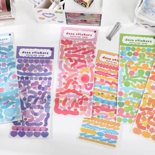1 Sheet Glitter Colorful Ribbons Decorative laser Stickers Scrapbooking diy Stick Label Diary Stationery Album Journal Sticker