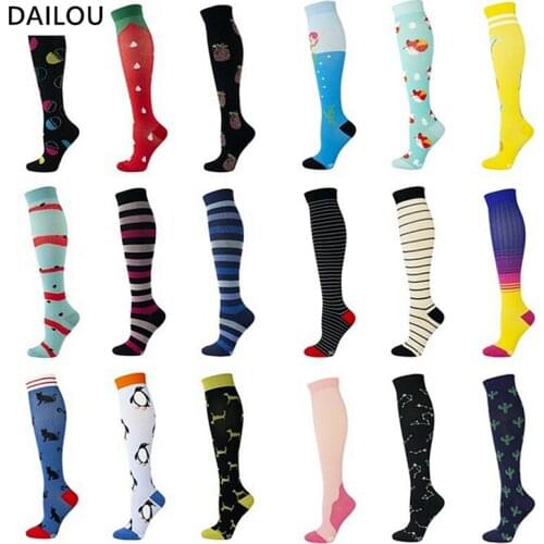 36 styles compression socks unisex treatment puffy varicose veins marathon sports pressure socks happy funny trend Long socks