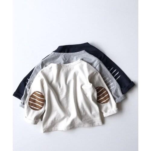 2020 spring and autumn childrens clothing new boys and girls western style patch leisure all-match childrens T-shirt