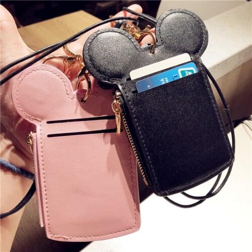 Disney new Mickey card set with lanyard student campus meal card subway bank card coin purse zipper card package